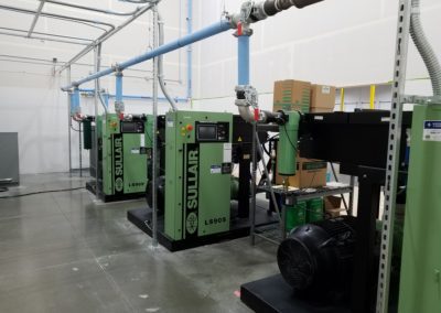 Sullair industrial air compressors installed in a warehouse