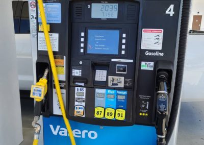 Close up photo of a Valero fuel pump