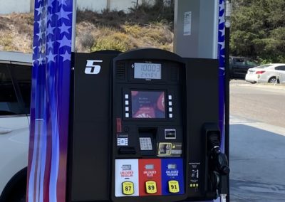 A fuel pump with a Stars & Stripes wrap display