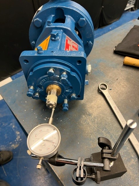 Photo of a centrifugal pump on a work bench
