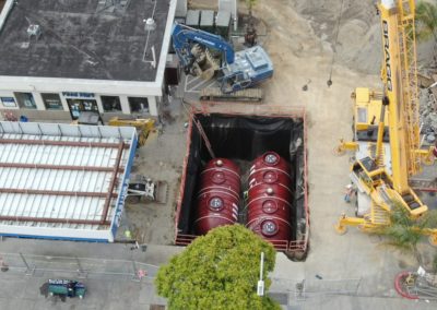 Ariel view of fuel tanks being installed