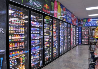 Photo of convenience store beverage coolers